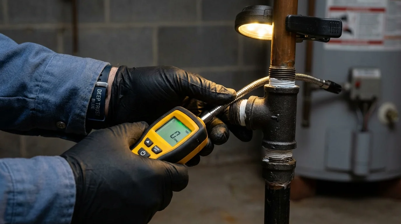 Gas leak detection with electronic sniffer by Johns Plumbing LLC in Kewaunee