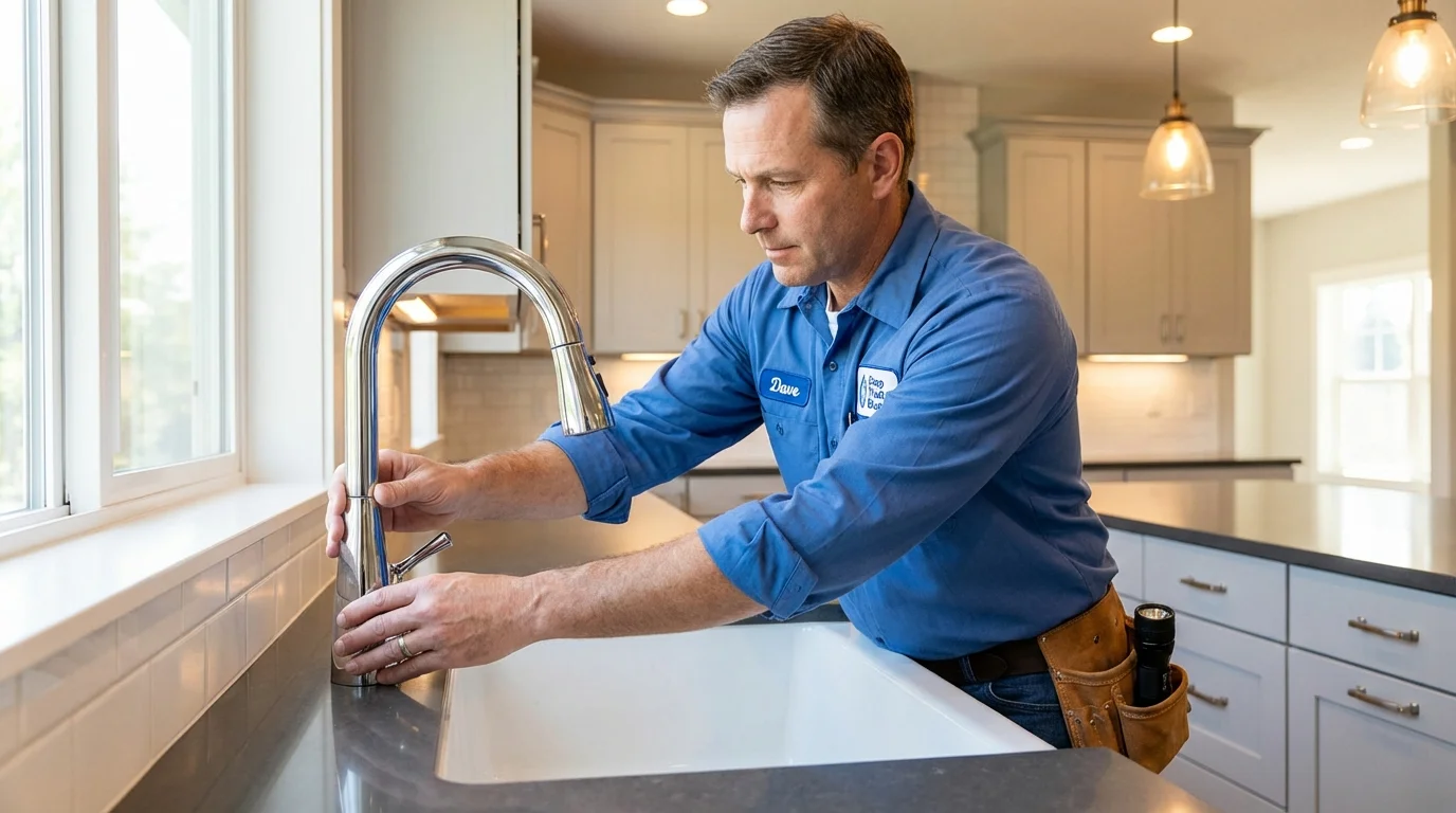 Kitchen faucet installation by Johns Plumbing LLC in Kewaunee