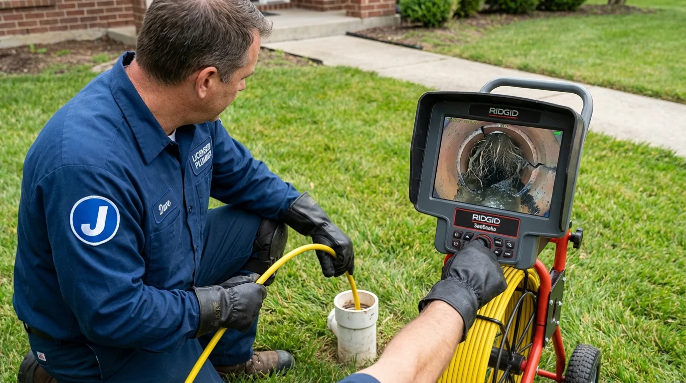 Sewer camera inspection being performed by Johns Plumbing LLC in Kewaunee